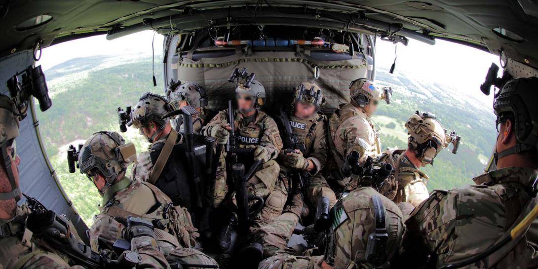 A U.S. Border Patrol Tactical Unit rides aboard an Office of Air and Marine UH-60 helicopter. Homegrown terrorism has moved to the top of the threat list at the Department of Homeland Security (DHS).