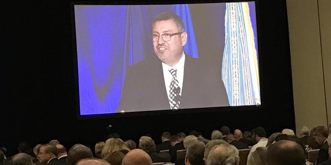 Alfred Rivera, director of DISA’s Development and Business Center, presents some of the agency's key acquisition opportunities during the annual forecast to industry event held Thursday in Baltimore.