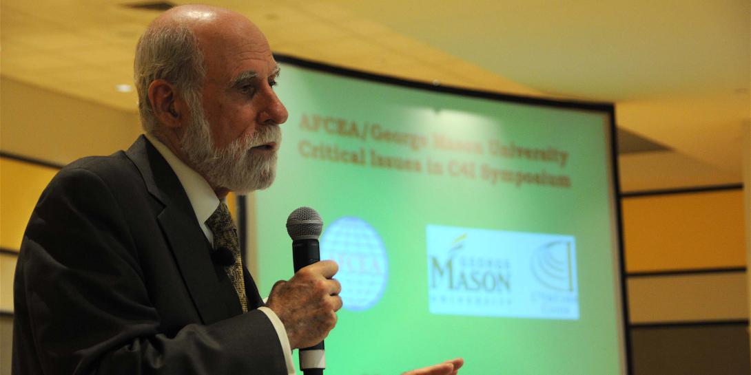 Vint Cerf, touted as one of the “fathers of the Internet” and now vice president and chief Internet evangelist for Google, speaks at AFCEA International/George Mason University Critical Issues in C4I Symposium.