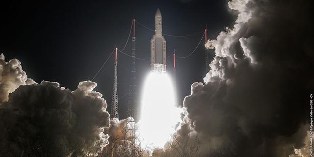 Arianespace successfully launches its fourth Ariane 5 mission of the year, this time carrying a double payload with Intelsat-33e and Intelsat-36—the first time Intelsat blasted off two satellites on one rocket. Photo courtesy of Intelsat.