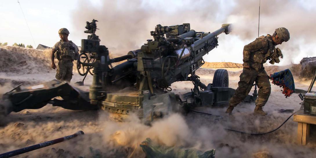 Paratroopers from the 82nd Airborne Division engage ISIS militants in artillery fire to support Iraqi and Peshmerga fighters in Mosul, Iraq. U.S. success on the physical battlefield may drive fighting to the cybersphere.
