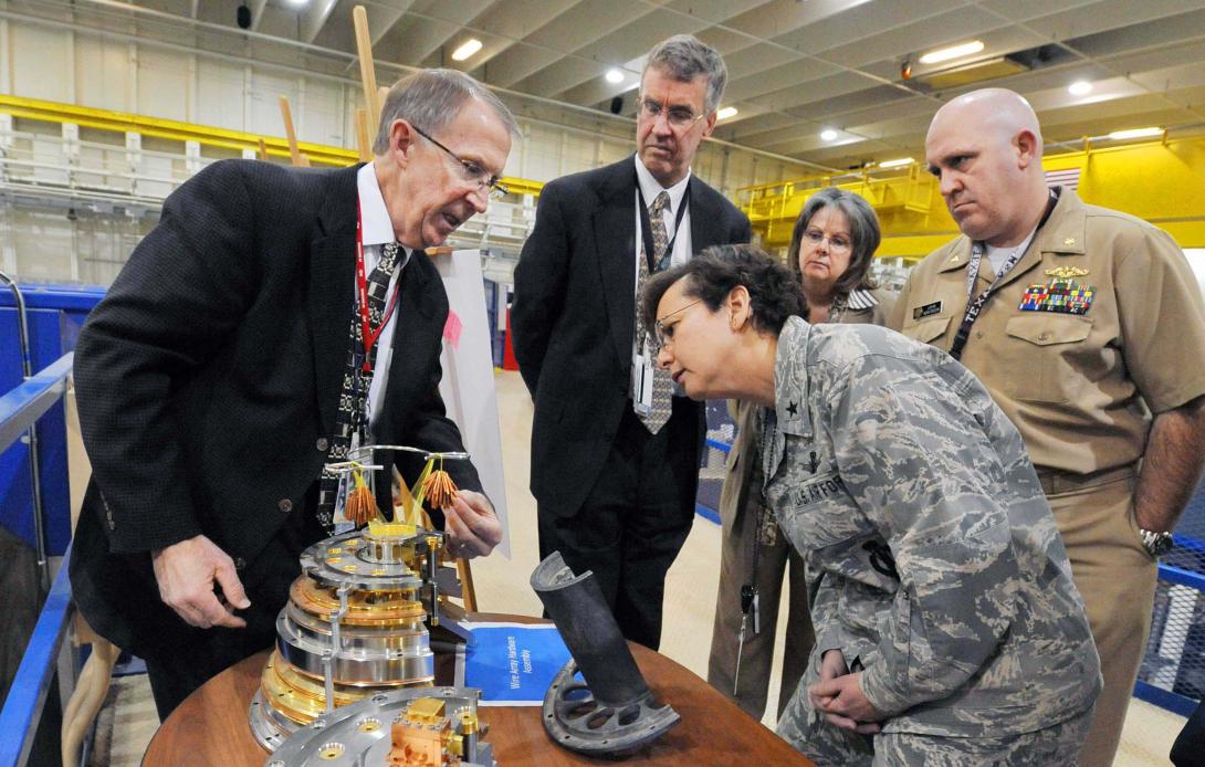 Then-Brig. Gen. Sandra Finan, USAF, at Sandia National Laboratories in 2011.