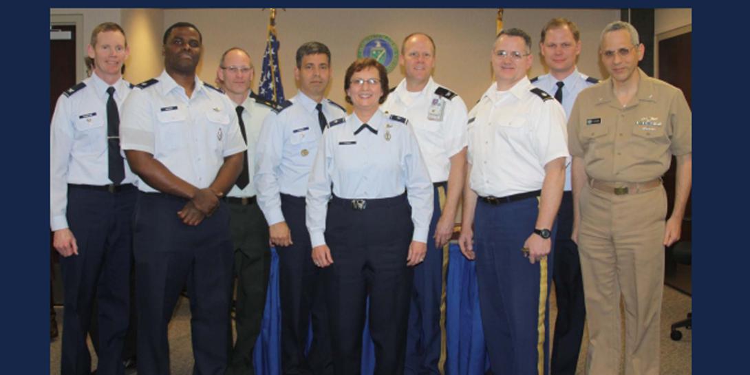 Then-Brig. Gen. Sandra Finan, USAF, is honored at the National Nuclear Security Administration in 2013.