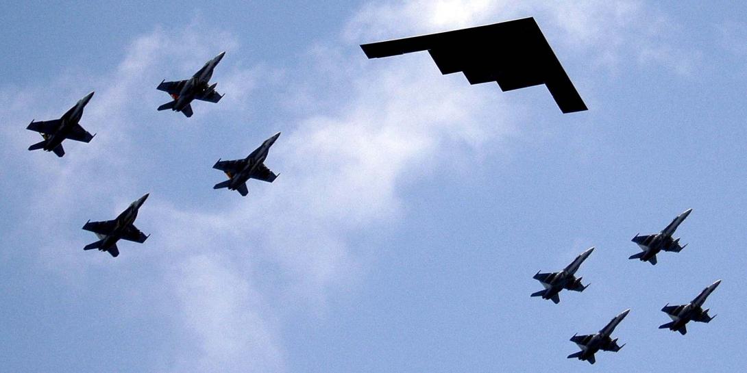 A B-2 stealth bomber leads an aerial flight formation during a major exercise in the Philippine Sea. Attacks on the U.S. critical infrastructure could impact the Defense Department’s ability to effectively perform its national defense mission, but high-ranking officials in the Pentagon are developing a Defense Critical Infrastructure Intelligence Network to maintain a common operating picture during crises.