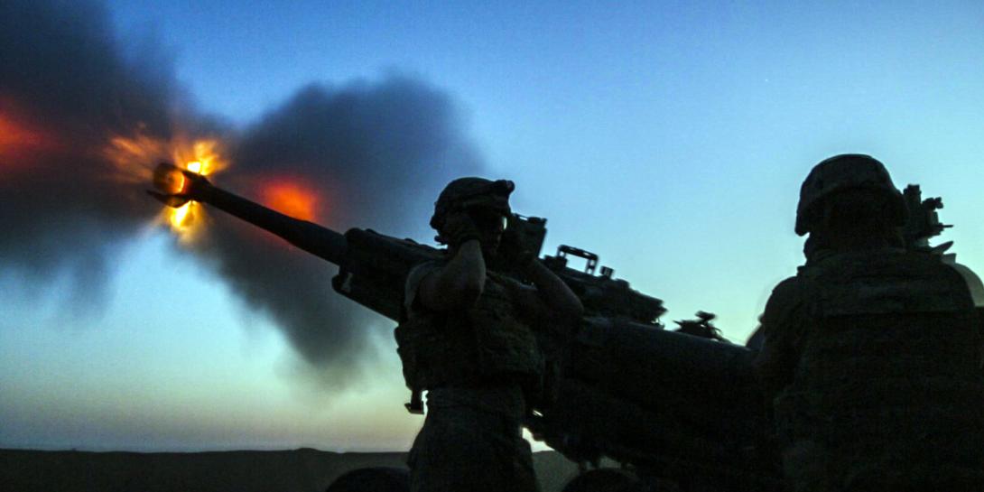 Soldiers assigned to the 3rd Cavalry Regiment, alongside Iraqi security forces, fire artillery at known Islamic State of Iraq and Syria locations near the Iraqi-Syrian border. The annual Cyber Quest experiment, which focused this year on cyber situational understanding, is designed to evaluate prototypical technologies and deliver systems to warfighters sooner. Army photo by Spc. Anthony Zendejas IV