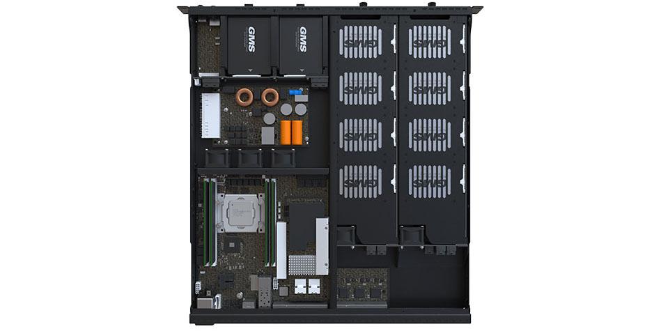 The technology industry is working to provide the military with secure network components that are ruggedized, yet smaller in form factor, such as the “Hurricane” storage server from General Micro Systems. Photo Credit: GMS Inc.