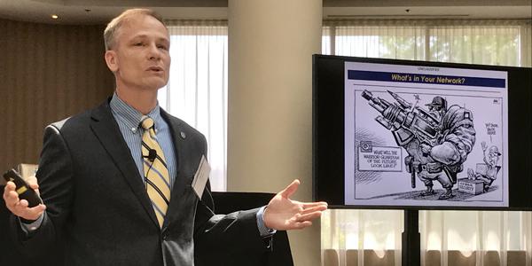 Daryl Haegley, with the U.S. Defense Department, discusses how a number of military networks are vulnerable to cyber attacks because of outdated and under-protected operating systems in the critical infrastructure domain.