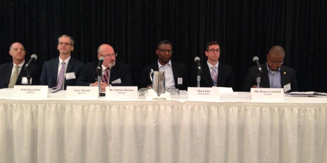 The PEO panel at the Army Signal Conference discusses technology needs for communications-electronics systems.