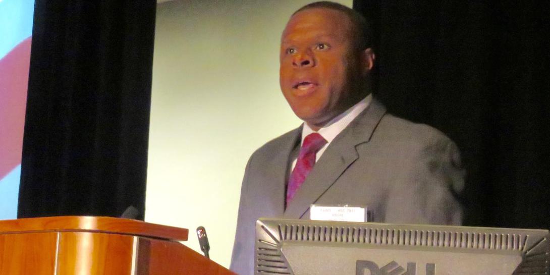 Andre Hentz, deputy undersecretary (acting) for science and technology, DHS, speaks at the AFCEA Homeland Security Conference.