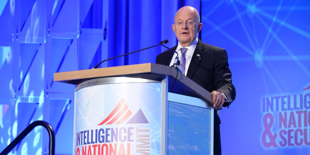 Director of National Intelligence James Clapper speaks at the Intelligence & National Security Summit. Photo by Herman Farrer Photography