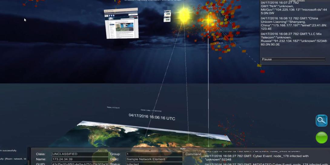 LinQuest's cyber solution allows analysts to view data in 3-D.