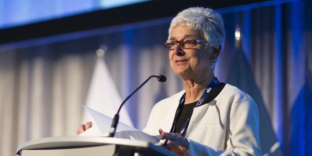 Corinne Charette, senior assistant deputy minister, Spectrum, Information Technologies and Telecommunications Sector, Canada, describes how her country is an emerging source of cyber and space technologies at NITEC 2017.