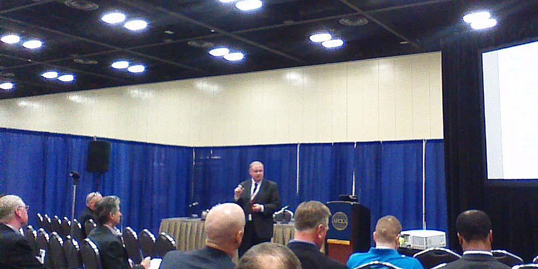 Robert “Gerry” Smothers, program manager, Network-Centric Solutions-2, speaks at TechNet Air in San Antonio.