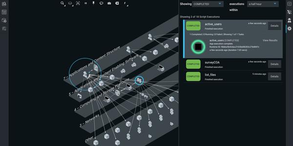 Plan X incorporates information, as seen in the screenshot, to provide military commanders with a comprehensive battlespace view. The program lets warfighters plan and conduct cyber missions and defend key components, such as mail and file servers, routers and gateways. (Image courtesy of DARPA)