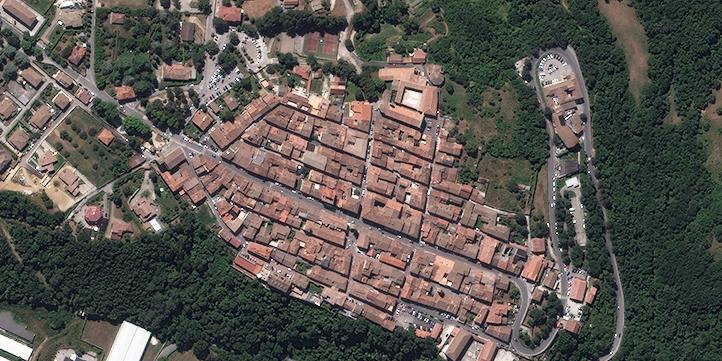 Amatrice, Italy, as seen on August 9, 2010. Image collected by WorldView-2. © European Space Imaging