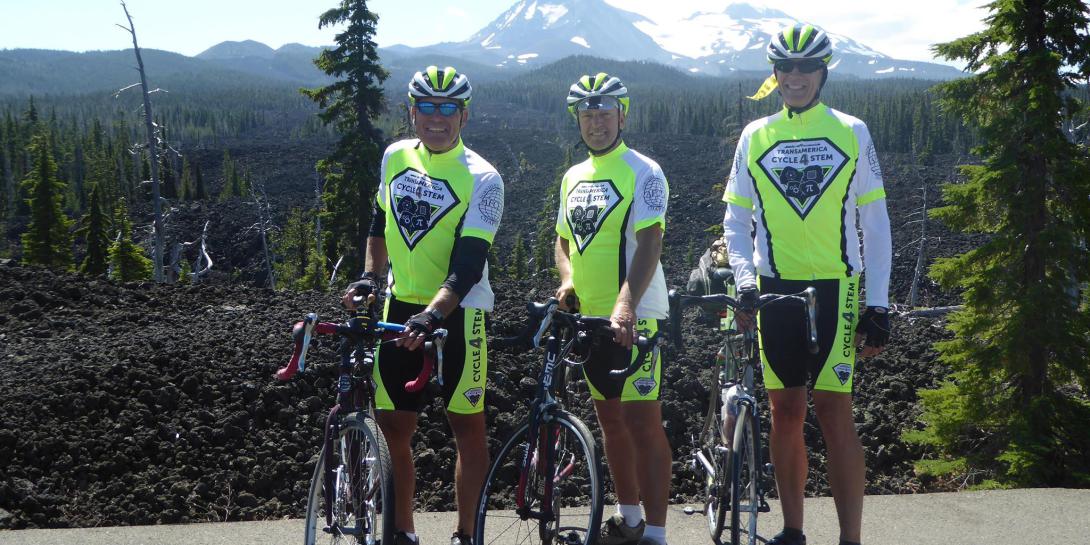 NOVA chapter members (l-r) Tim Hoffman, Paul Scott and Al Mink are riding more than 4,000 miles to build awareness and support for STEM education.