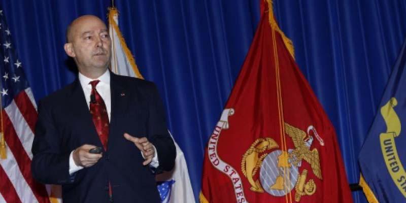 Adm. James G. Stavridis, USN (Ret.), dean of the Fletcher School of Law and Diplomacy and former supreme allied commander Europe, describes the global threat picture to attendees at West 2016 in San Diego in February.