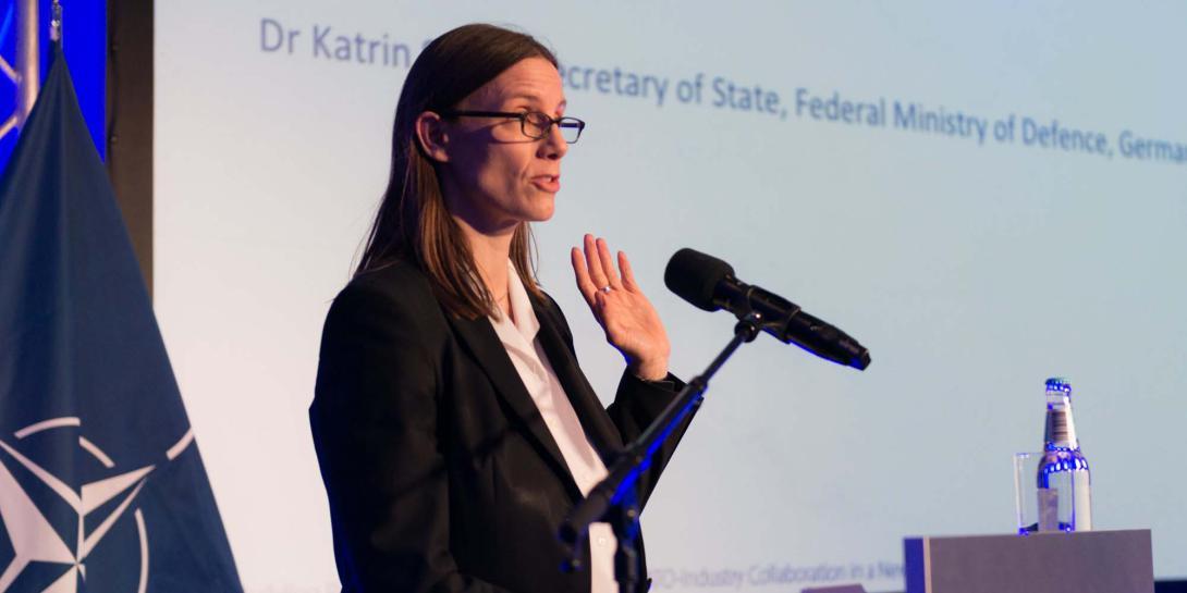Katrin Suder, state secretary at the German Federal Ministry of Defense says cybersecurity is a game changer. Photo by Marcos Fernandez Marin, NCI Agency