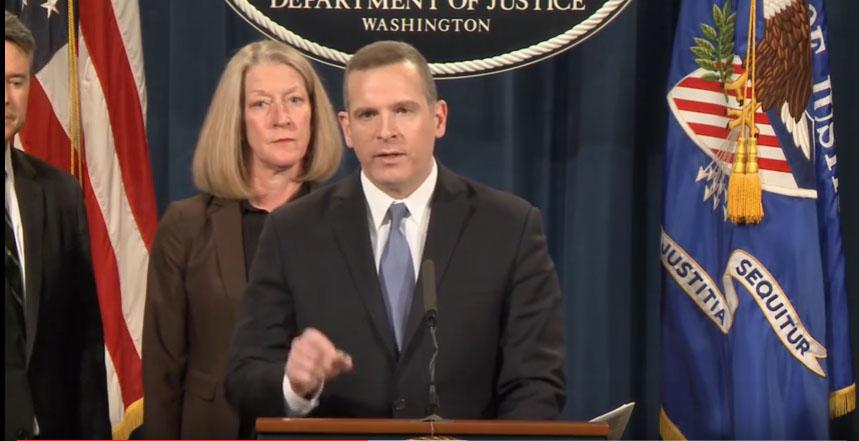 U.S. officials hold a press conference in March announcing indictments of Russian FSB officers and hacking conspirators for breach of Yahoo accounts. 