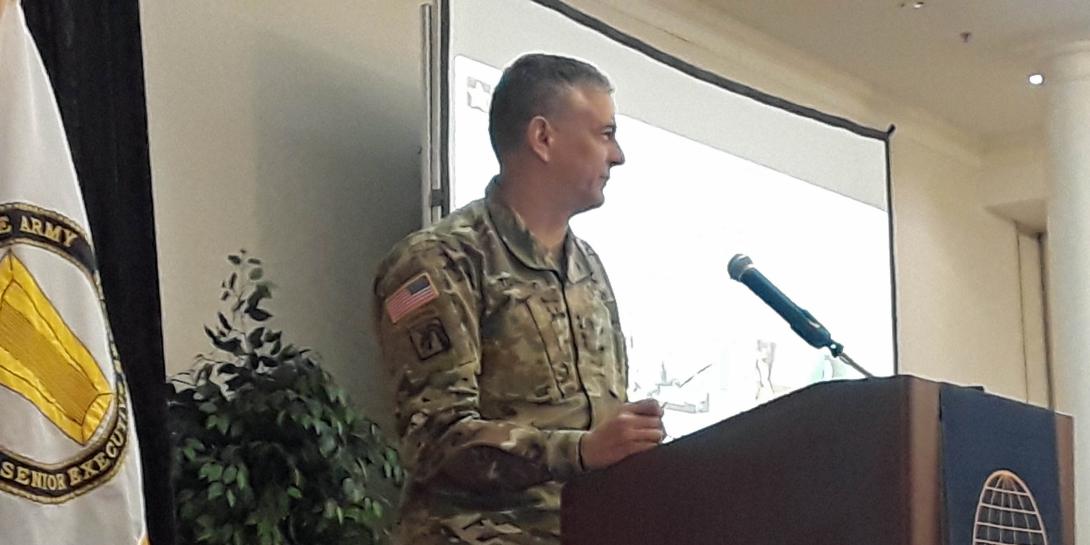 Gen. Stephen Townsend, USA, commander, Army Training and Doctrine Command, speaks at the AFCEA Army Signal Conference.