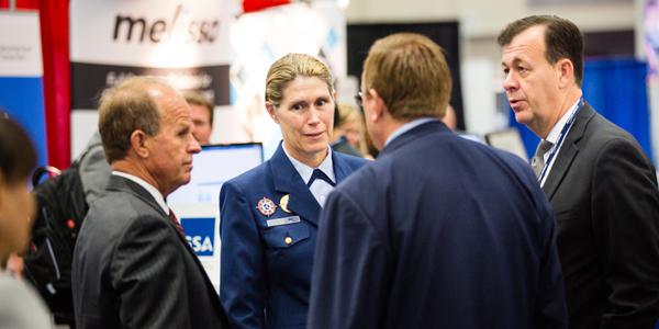 While on active duty as deputy commandant of mission support for the U.S. Coast Guard, Vice Adm. Sandra Stosz, USCG (Ret.), spoke with attendees at the 2017 AFCEA Homeland Security Conference. Photo by Mike Carpenter