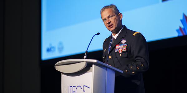 Gen. Denis Mercier, FRAF, Supreme Allied Commander Transformation, speaks to the audience at NITEC 2017.