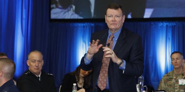 Terry Halvorsen, Defense Department chief information officer (CIO), describes the major changes that must be implemented in information technology procurement on day 2 of the Defensive Cyber Operations Symposium (DCOS) 2016.