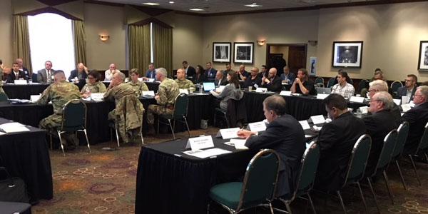 Audience members engage at the AFCEA Mission Command Industry Engagement Symposium roundtable.