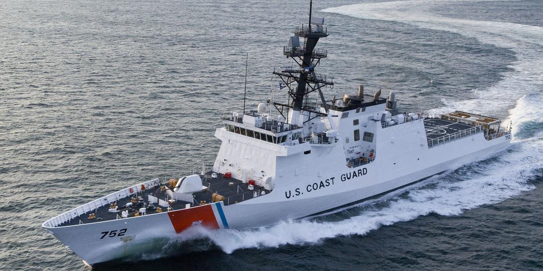 The Coast Guard's national security cutters are 418 feet long and have a top speed of 28 knots.