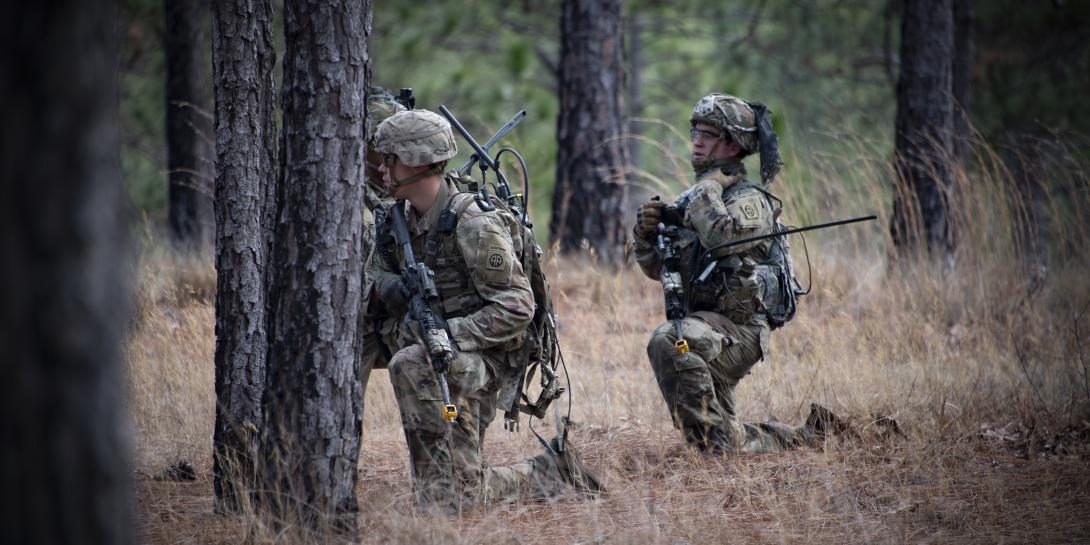 A team leader with 1st Battalion, 504th Parachute Infantry Regiment, directs movements of his team using the Harris Leader Radio during an assault on an objective during the initial operating test for the system. The rapid development and fielding of cutting-edge systems help drive the need for agility and adaptability at Army signal and cyber schools.  Nicholas Robertson, U.S. Army Operational Test Command Visual Information Specialist