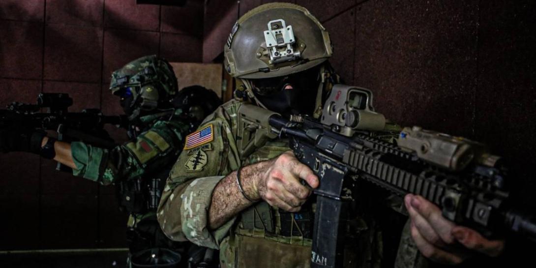 MPE must support rapid decision making from the strategic to tactical level. At the cutting edge of coalition operations, a Green Beret with the U.S. Army’s 1st Special Forces Group (Airborne) clears a room alongside Royal Thai Army soldiers during Cobra Gold 21.  Courtesy Photo, 1st Special Forces Group (Airborne)  
