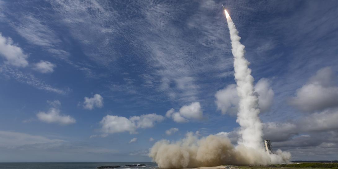 A Minotaur 1 rocket blasts off from Wallops Island carrying the National Reconnaissance Office NROL-111 payload into orbit. The new CONOPS from the National System for Geospatial Intelligence (NSG) calls for an integrated geospatial intelligence (GEOINT) operating environment featuring GEOINT superiority from space. Credit: NRO