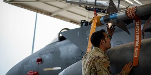 An airman from the Weapons Load Crew at Seymour Johnson Air Force Base, North Carolina, prepares for operations. The service is shifting how it projects air power in response to near-peer threats. Credit: Air Force photo