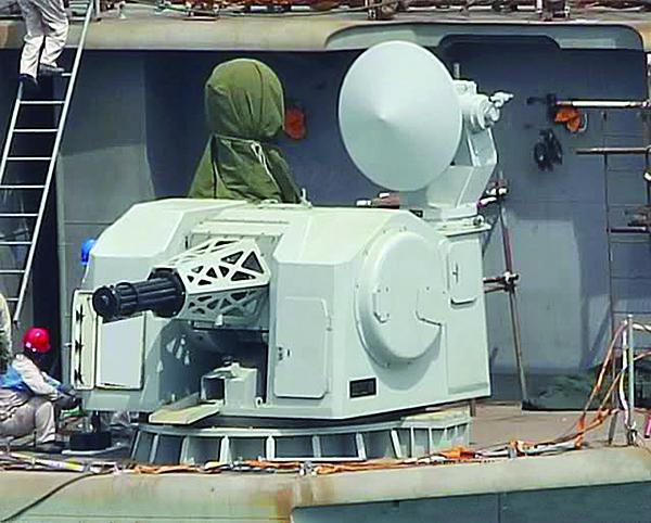 An indigenous design 11-barrel Gatling gun serves as a close-in weapon system aboard a Chinese aircraft carrier. The People’s Liberation Army Navy has developed and adapted a variety of shipboard defense systems to suit different vessels. Photo: Hobby Shanghai (HSH)