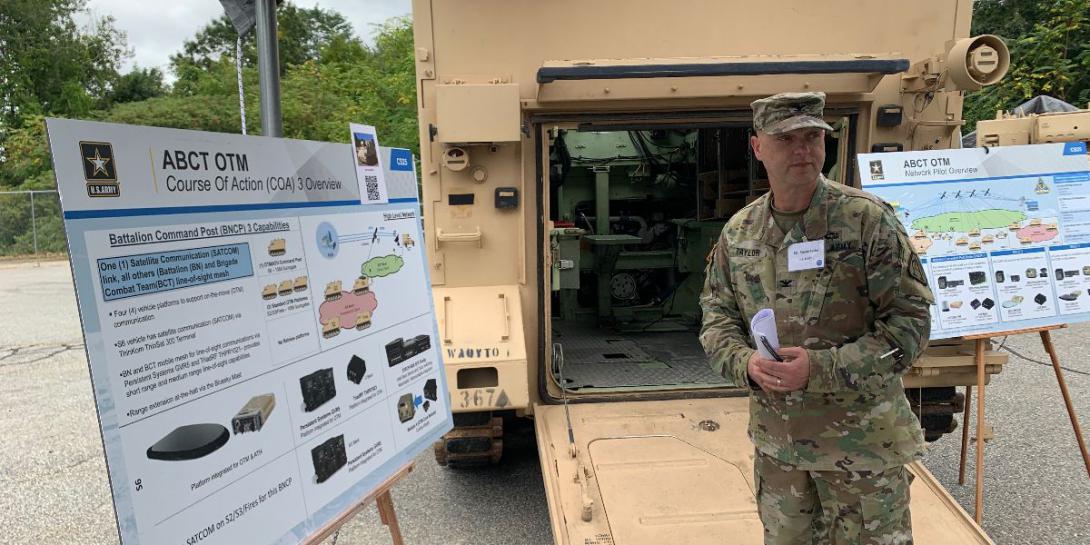 The U.S. Army is pursuing the Armored Brigade Combat Team On-The-Move network pilot program to increase soldier survivability, enhance communications, provide a more resilient network and provide greater throughput for data, says Col. Shane Taylor, USA, project manager, Tactical Network, Program Executive Office Command, Control, Communications-Tactical. Kimberly Underwood