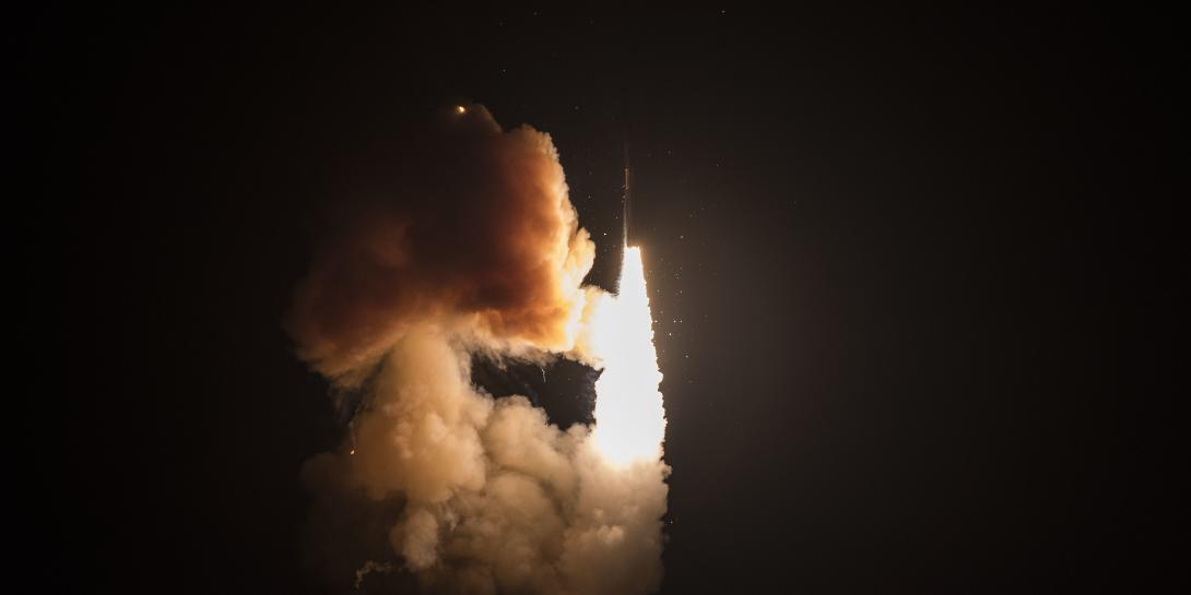 An unarmed Minuteman III launches during a developmental test at Vandenberg Air Force Base, California, last year. The U.S. Strategic Command (STRATCOM) is modernizing both its weapon systems and their accompanying Nuclear Command, Control and Communications (NC3). Credit: Air Force photo