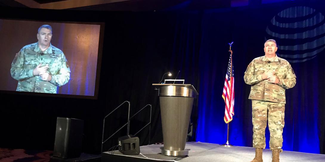 Maj. Gen. Peter Gallagher, USA, director, Network-Cross Functional Team, speaking at AFCEA International’s Alamo Chapter ACE 2019 event in San Antonio, Texas on November 20, tells the industry that the service is pursuing its next round of advanced tactical technologies from the industry.