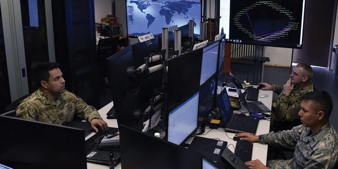 U.S. Marines with 8th Communication Battalion, II Marine Expeditionary Force Information Group, collaborate as part of Team Spartan during Cyber Fury 2020. Cyber Fury is an annual training exercise that allows Marines to simulate a series of cyberspace attacks by identifying and countering them. Credit: Lance Cpl. Haley McMenamin, USMC