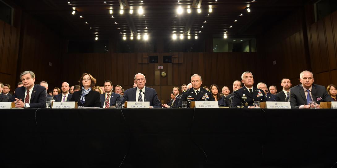 Intelligence community (IC) leaders, led by Dan Coats, director of National Intelligence, testify before the U.S. Senate as to the growing threats the country is facing from non-state and state actors. The IC’s CIO, John Sherman, is calling for urgency in developing U.S. capabilities, so the country will not be surpassed by adversaries' use of cyber, artificial intelligence and other technologies. Credit: ODNI
