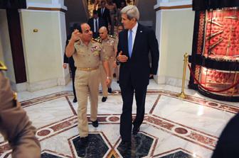 U.S. Secretary of State John Kerry met with then-Egyptian Minister of Defense General Abdul Fatah Khalil al-Sisi in Cairo last November. Sisi is now the president of Egypt, marking the third government in as many years in a country with an uncertain relationship with the United States.