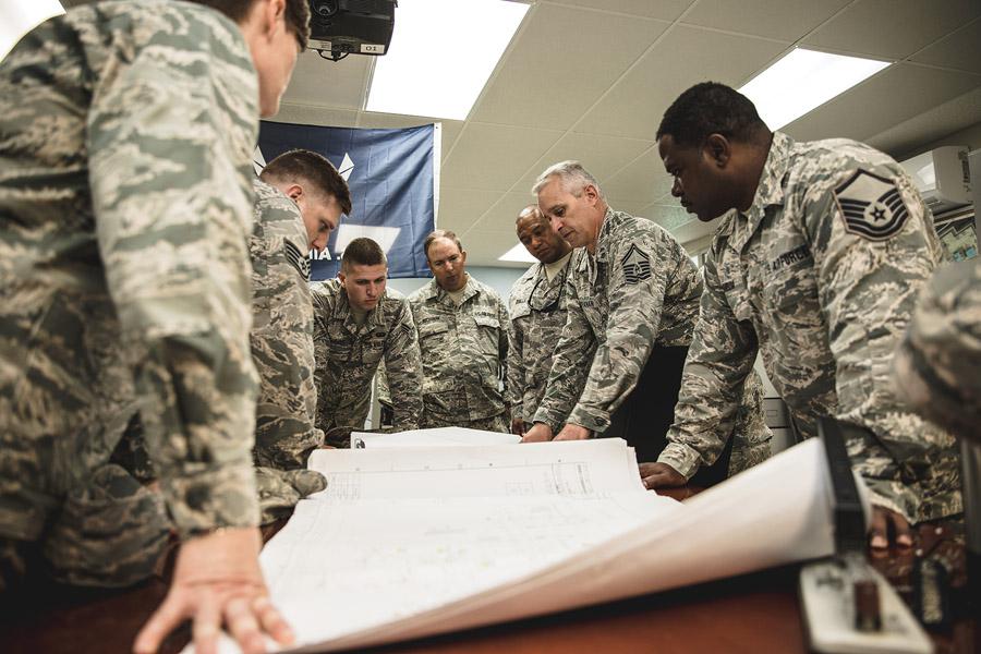 U.S. airmen from the 202nd Engineering Installation Squadron (EIS), Georgia Air National Guard (ANG), and the 241st EIS, Tennessee ANG develop a strategy to evaluate underground communications infrastructure at Muñiz ANG Base in San Juan, Puerto Rico. The 202nd EIS deployed to the Puerto Rico Air National Guard’s 156th Airlift Wing as part of the hurricanes Irma and Maria recovery and provide a cost-effective solution to bolster and protect the communication infrastructure. U.S. Air National Guard photo by 