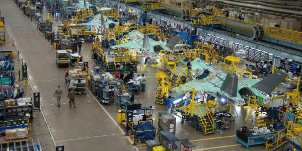 The F-35, shown here in April 2017 on the production line at Lockheed Martin’s Fort Worth, Texas, facility, was conceived as a joint project, the result of interservice collaboration, and continues to integrate some of the world’s most advanced avionics technologies.  Photo by Alexander H. Groves, provided courtesy of Lockheed Martin