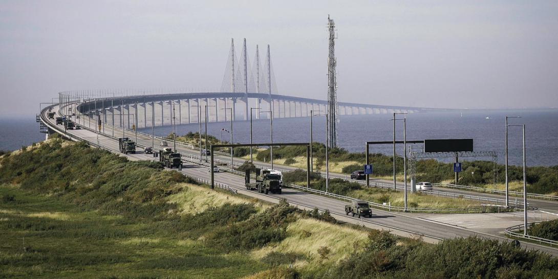 In preparation for the NATO Trident Juncture 18 exercise, a British Army convoy enters Malmo, Sweden in October after crossing the Oresund Bridge that connects to Denmark. Shared classified “federated” networks used during such exercises are a key allied tool, says Col. Jenniffer Minks, USAF (Ret.), coalition interoperability division chief, Deputy Directorate for Cyber and C4 Integration, Joint Staff J-6. Photo courtesy of NATO