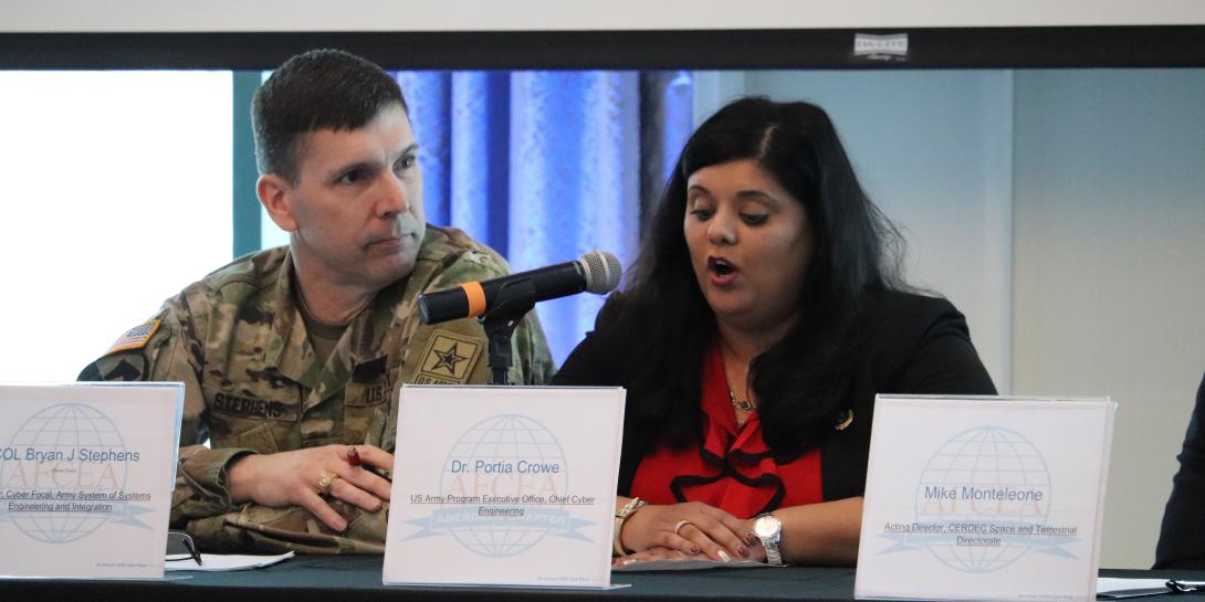 Army leaders at the Pentagon support cybersecurity-related efforts, report Col. Bryan Stephens, USA, director, Cyber Focal, Army System of Systems Engineering and Integration, and Portia Crowe, chief, cyber engineering, Program Executive Office Command, Control, Communications-Tactical (PEO C3T). The two shared their views during the AFCEA Aberdeen Chapter’s recent C4ISR Cyber Panel.