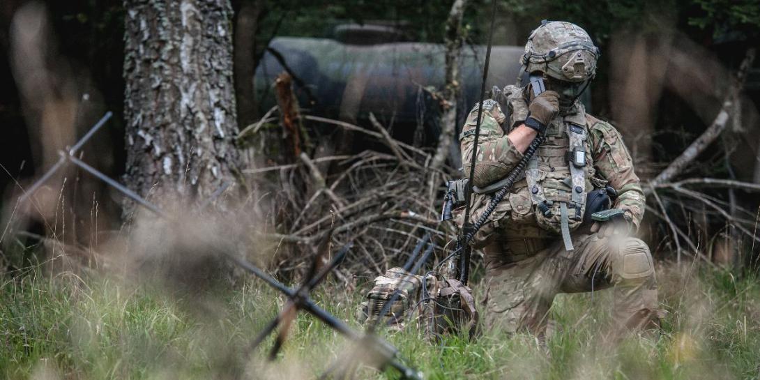 A 173rd Airborne Brigade soldier conducts a radio check during an exercise at the Hohenfels Training Area, Germany. New satellites will extend the range of many tactical communications systems beyond line of sight, providing global reach. Sgt. Henry Villarama, USA