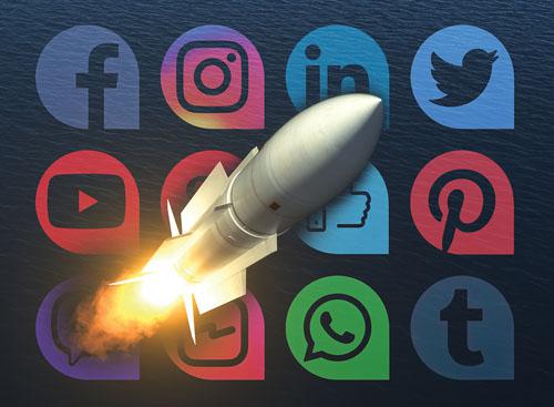 Social media platforms are the smart bombs in information warfare. Credit: fyv6561/3Dsculptor/Shutterstock