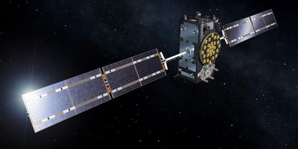 An artist’s concept shows the full operational capability Galileo satellite on station above the Earth. With the constellation forming the backbone of Europe’s positioning, navigation and timing assets in space, Europe has geared up to address the growing threat picture confronting its space systems.  ESA