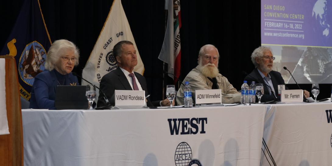 Panelists at WEST 2022 explore new strategy approaches for the Navy. Photo by Michael Carpenter