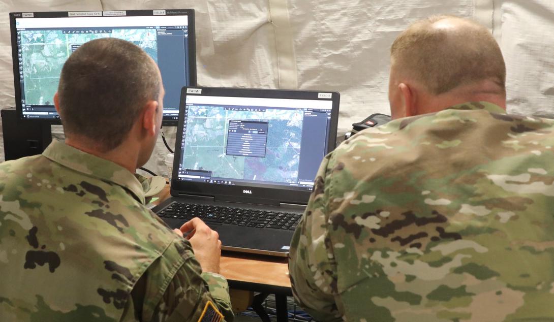 Soldiers wearing TIDAM tokens could log in by getting near to a system, which would then prompt them to enter a PIN or a biometric as a second form of ID. They would be automatically logged out when they walk out of the system's range. Credit: Combat Camera, courtesy of CCDC C5ISR Center public affairs