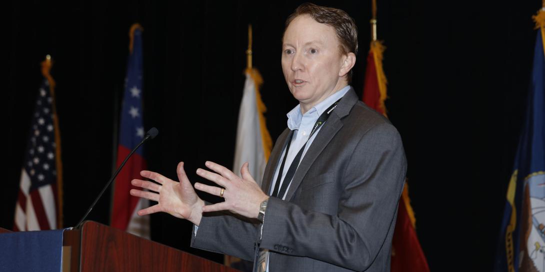 David Frederick Jr., executive director at U.S. Cyber Command, addresses the audience at CERTS 2022. Photo by Michael Carpenter